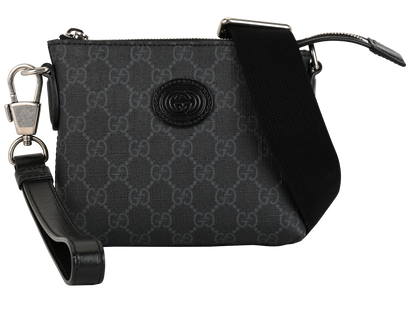 Interlocking G Messenger, &pound;595, Handbags, Black, Canvas, Front view